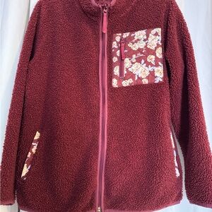 Women's Vera Bradley Burgundy Fleece Jacket with Floral Pocket